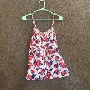 Flower print buttoned down tank top